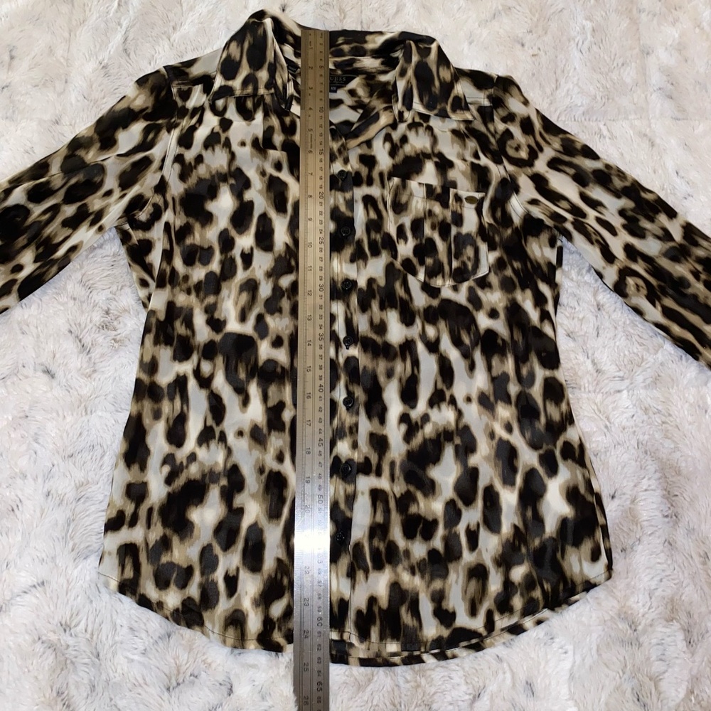 Guess Leopard Print Button Up Chiffon Long Sleeve… - image 5